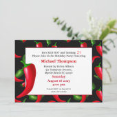 Mannen 21e Red Hot Pepper Birthday-uitnodigingen Kaart (Staand voorkant)