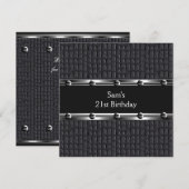 Mannen 21e verjaardag lederen zwarte pannen kaart (Voorkant / Achterkant)