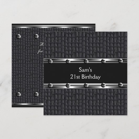 Mannen 21e verjaardag lederen zwarte pannen kaart (Voorkant / Achterkant)