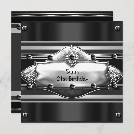 Mannen 21e verjaardag van de Zwarte Zilveren van d Kaart (Voorkant / Achterkant)