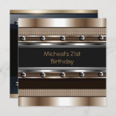 Mannen 21e verjaardag van Metaal Zwarte Mans Kaart (Voorkant / Achterkant)