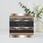 Mannen 21e verjaardag van Metaal Zwarte Mans Kaart (Staand voorkant)