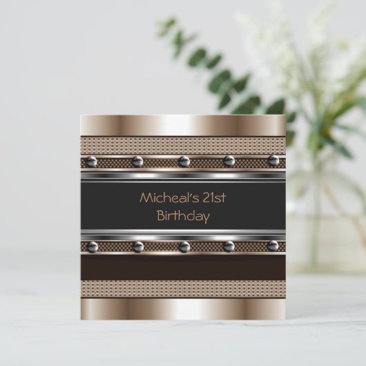 Mannen 21e verjaardag van Metaal Zwarte Mans Kaart (Staand voorkant)