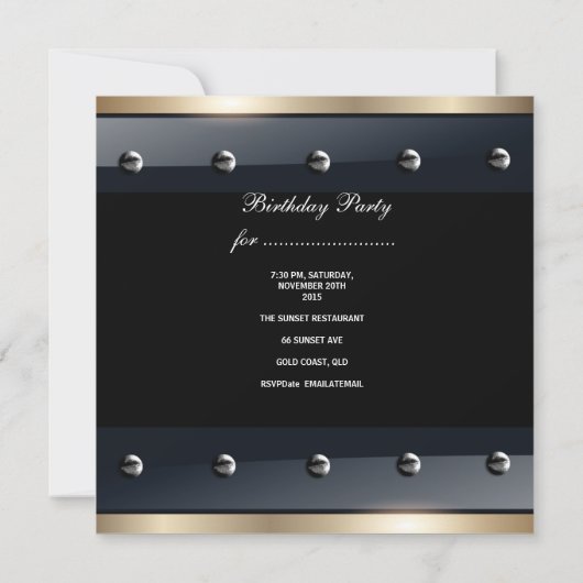 Mannen 21e verjaardag van Metaal Zwarte Mans Kaart (Achterkant)