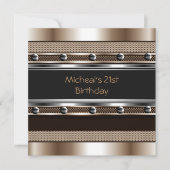 Mannen 21e verjaardag van Metaal Zwarte Mans Kaart (Voorkant)