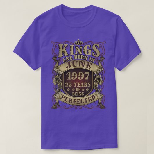 Mannen 25e verjaardag Gift Perfected King Geboren T-shirt (Design voorkant)
