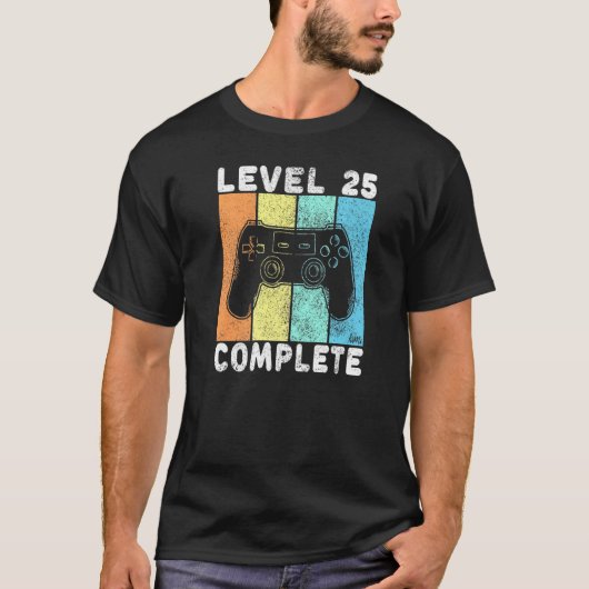 Mannen 25e verjaardag Mannen Gaming Level 25 Compl T-shirt (Voorkant)