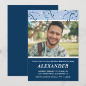 Mannen 26ste verjaardag foto Navy Blue Kaart (Voorkant / Achterkant)