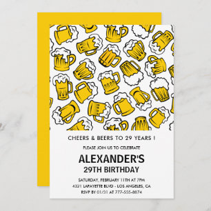 Mannen 29e verjaardagsuitnodiging Cheers and Beers Kaart