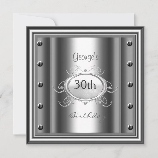 Mannen 30e Chrome verjaardagsfeestje Chrome Kaart (Voorkant)