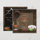MANNEN 30e geboortecigars, Poker BRANDY-INVITATIES Kaart (Voorkant / Achterkant)