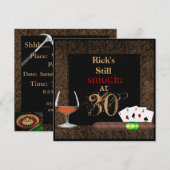 MANNEN 30e geboortecigars, Poker BRANDY-INVITATIES Kaart (Voorkant / Achterkant)