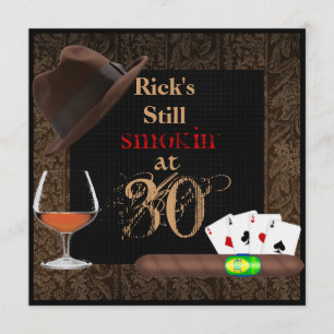 MANNEN 30e geboortecigars, Poker BRANDY-INVITATIES Kaart