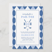 Mannen 30e verjaardag Argyle Blue Golf Kaart (Voorkant)