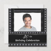 Mannen 30e verjaardag Black White Silver Kaart (Voorkant)