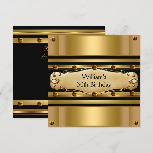 Mannen 30e verjaardag Gold Black Mans 2 Kaart (Voorkant / Achterkant)