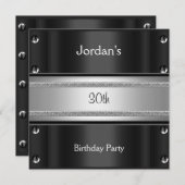 Mannen 30e verjaardag Metal Black Silver Kaart (Voorkant / Achterkant)