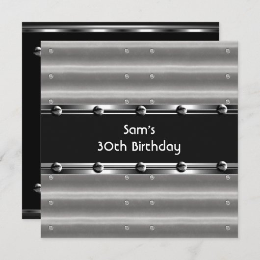 Mannen 30e verjaardag van de metaal zwarte mannetj kaart (Voorkant / Achterkant)