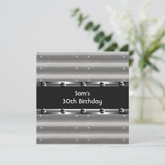 Mannen 30e verjaardag van de metaal zwarte mannetj kaart (Staand voorkant)