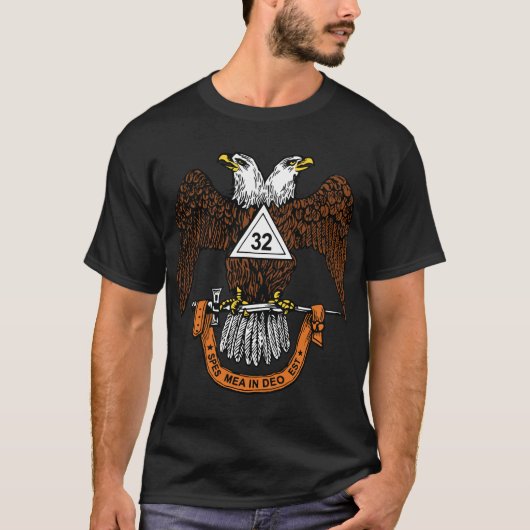Mannen 32e graad Masonic Scottish Rite Wings Down T-shirt (Voorkant)