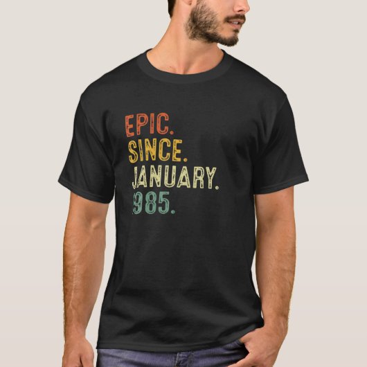Mannen 36 jaar oude geschenken epic sinds januari t-shirt (Voorkant)