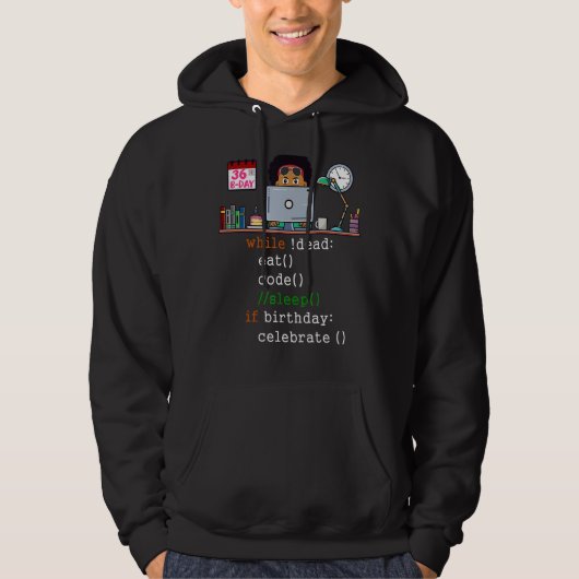 Mannen 36e verjaardag I Software Engineer & Coder Hoodie (Voorkant)