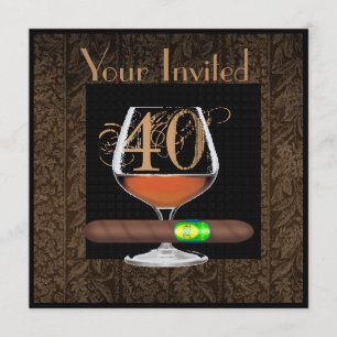 MANNEN 40e Birthday-INVITATIES COGNAC-SJABLOON Kaart
