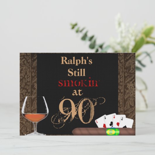 MANNEN 40e geboortecigars, Poker BRANDY-INVITATIES Kaart (Staand voorkant)