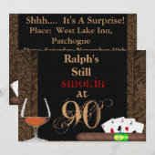 MANNEN 40e geboortecigars, Poker BRANDY-INVITATIES Kaart (Voorkant / Achterkant)