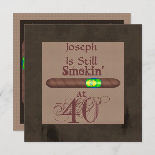 Mannen 40e verjaardag Cigar-uitnodigingen Kaart (Voorkant / Achterkant)