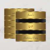 Mannen 40e verjaardag Gold Black Kaart (Voorkant / Achterkant)