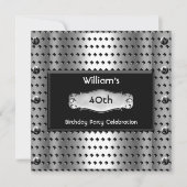 Mannen 40e verjaardag Silver Metal Studs Black Kaart (Voorkant)