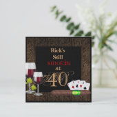 MANNEN 40e verjaardag uitnodiging WIJN, kaarten, s (Staand voorkant)