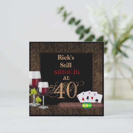 MANNEN 40e verjaardag uitnodiging WIJN, kaarten, s (Staand voorkant)
