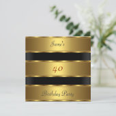 Mannen 40e verjaardagsfeest Goud Zwart Kaart (Staand voorkant)