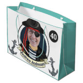 Mannen 40ste Pirate Birthday Funny add Face Great Groot Cadeauzakje (Achterkant Gekanteld)