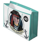 Mannen 40ste Pirate Birthday Funny add Face Great Groot Cadeauzakje (Voorkant Gekanteld)