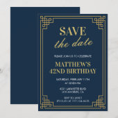 Mannen 42e verjaardagsuitnodiging Save the date Na Kaart (Voorkant / Achterkant)