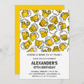 Mannen 47ste verjaardagsuitnodiging Cheers and Bee Kaart (Voorkant / Achterkant)