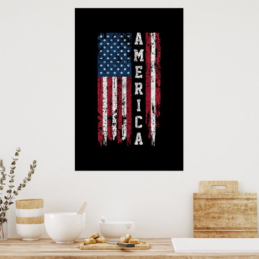 Mannen 4 juli Amerikaanse vlag Poster (Keuken)