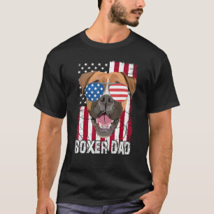 Mannen 4 juli Bokser Dog Dad Father Day USA Fla T-shirt