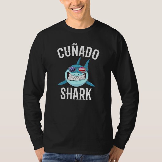 Mannen 4 juli Cunado Shark Spaans Brother in l T-shirt (Voorkant)