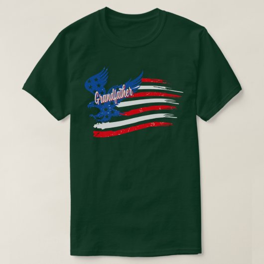 Mannen 4 juli Grootvader Eagle Flag, grootvet T-shirt (Design voorkant)