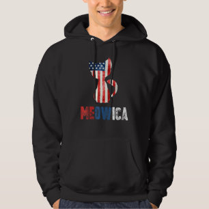 Mannen 4 juli Meowica Cat Patriotic American Fl Hoodie