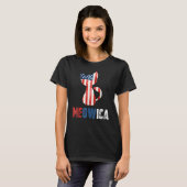 Mannen 4 juli Meowica Cat Patriotic American Fl T-shirt (Voorkant volledig)