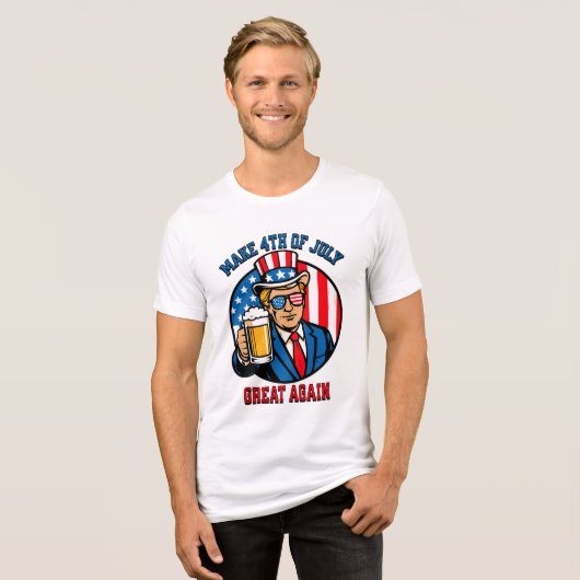 Mannen 4 juli Tri-Blend shirt (Voorkant volledig)