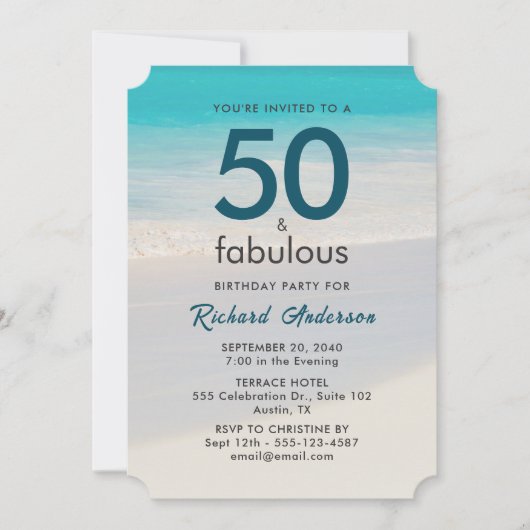 Mannen "50 en Fabulous" Uitnodiging voor verjaarda (Voorkant)