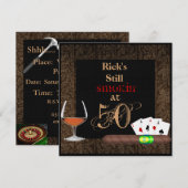 MANNEN 50e geboortecigars, Poker BRANDY-INVITATIES Kaart (Voorkant / Achterkant)