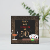 MANNEN 50e geboortecigars, Poker BRANDY-INVITATIES Kaart (Staand voorkant)