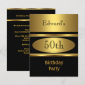 Mannen 50e verjaardag Gold Black Kaart (Voorkant / Achterkant)